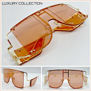 Modern LUXE Shield Style Sunglasses- Pink & Gold