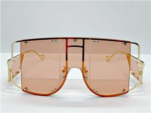 Modern LUXE Shield Style Sunglasses- Pink & Gold