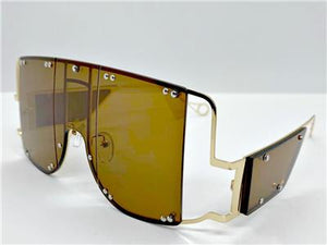 Modern LUXE Shield Style Sunglasses- Brown & Gold