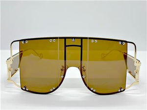 Modern LUXE Shield Style Sunglasses- Brown & Gold