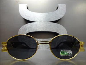 Hip Hop LUXE Oval Metal Frame Sunglasses- Dark Lens