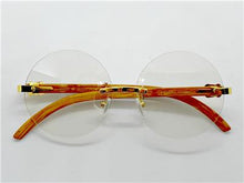 Fashion Round Wooden Clear Lens Glasses