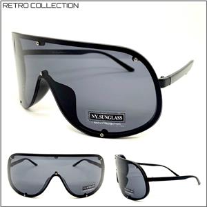 Shield Visor Style Sunglasses- Black