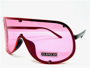 Shield Visor Style Sunglasses- Pink
