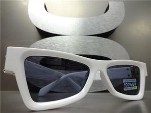 LUXE Retro Cat Eye Style Sunglasses- White Frame