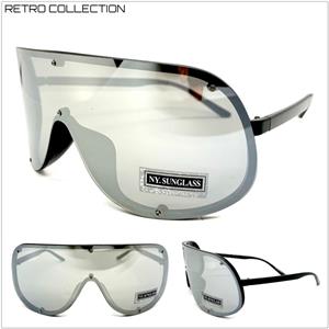Shield Visor Style Sunglasses- Chrome