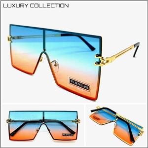 Retro Square Shield Style Sunglasses- Blue & Pink