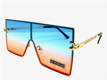 Retro Square Shield Style Sunglasses- Blue & Pink