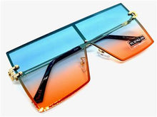 Retro Square Shield Style Sunglasses- Blue & Pink