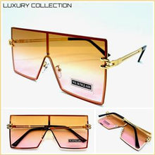 Retro Square Shield Style Sunglasses- Brown & Pink