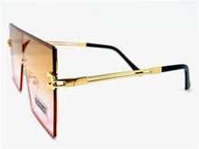 Retro Square Shield Style Sunglasses- Brown & Pink