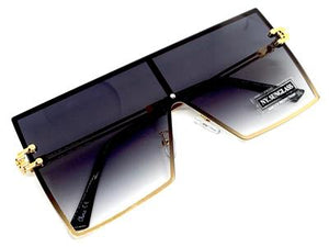 Retro Square Shield Style Sunglasses- Black Lens