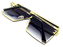 Retro Square Shield Style Sunglasses- Black Lens