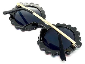 Funky Round Crystal Embellished Sunglasses- Multi Color Crystals / Black Lens