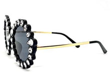 Funky Round Crystal Embellished Sunglasses- Crystal Clear Stones