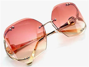 LUXURY Retro Rimless Sunglasses- Pink Ombre Lens