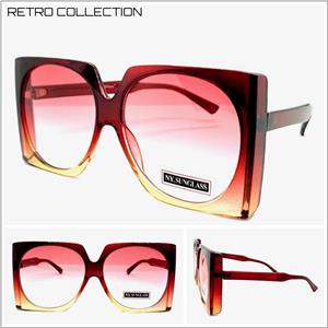 Oversized Classic Vintage Style Square Sunglasses- Burgundy & Tan Frame