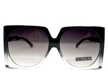 Oversized Classic Vintage Style Square Sunglasses- Black & Clear Frame