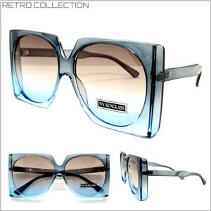 Oversized Classic Vintage Style Square Sunglasses- Blue Transparent Frame