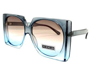 Oversized Classic Vintage Style Square Sunglasses- Blue Transparent Frame