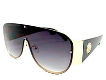 LUXE Shield Style Wrap Sunglasses- Black & Gold