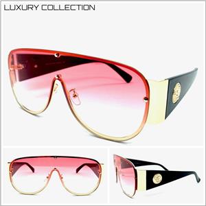 LUXE Shield Style Wrap Sunglasses- Pink Ombre Lens