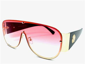 LUXE Shield Style Wrap Sunglasses- Pink Ombre Lens