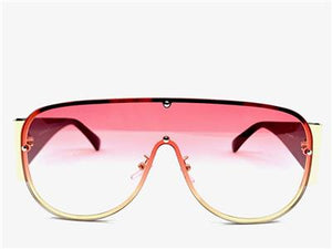 LUXE Shield Style Wrap Sunglasses- Pink Ombre Lens