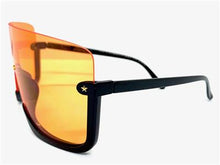 Star Embellished Retro Shield Style Sunglasses- Orange Lens