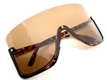 Star Embellished Retro Shield Style Sunglasses- Brown Lens