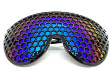 Oversized & Exaggerated Shield Style Party SUNGLASSES Huge Honeycomb Grid Lens 58870