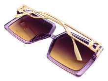 Women's Oversized Vintage Retro Style SUNGLASSES Large Purple & Rose Gold Frame E1487