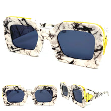 Oversized Classic Retro Style SUNGLASSES Thick Square Marble & Gold Frame 80255