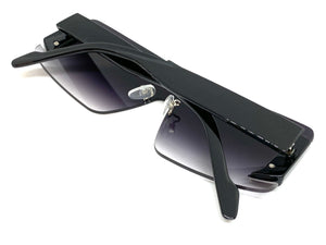 Futuristic Modern Retro Shield Style SUNGLASSES Large Black Frame Gradient Lens 58794