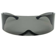 Modern Futuristic Robotic Cyclops Shield Style Party SUNGLASSES - Gray Frame