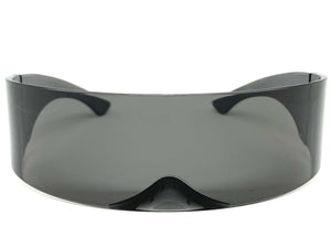 Modern Futuristic Robotic Cyclops Shield Style Party SUNGLASSES - Gray Frame