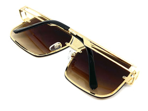 Classic Modern Retro Hip Hop Style SUNGLASSES Gold Frame Brown Lens 21043