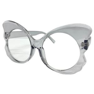 Ladies Oversized RETRO Style Clear Lens EYE GLASSES Huge Gray Fashion Frame RX-Capable 81068