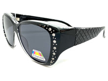 Ladies Classy Elegant Luxurious Bling POLARIZED SUNGLASSES Black Frame Over RX Glass Fit 5036