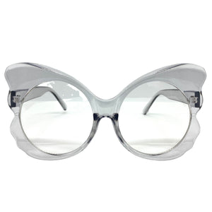 Ladies Oversized RETRO Style Clear Lens EYE GLASSES Huge Gray Fashion Frame RX-Capable 81068