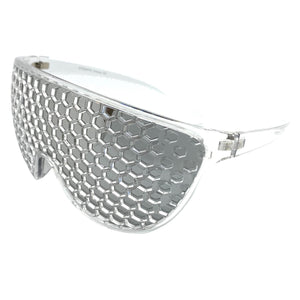 Oversized & Exaggerated Shield Style Party SUNGLASSES Huge Honeycomb Grid Lens 58870