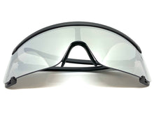 Oversized Modern Retro Shield Style SUNGLASSES Huge Black Frame Silver Lens 6331