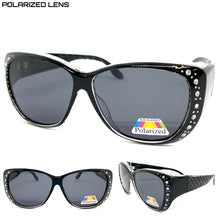 Ladies Classy Elegant Luxurious Bling POLARIZED SUNGLASSES Black Frame Over RX Glass Fit 5036