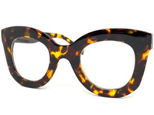 Oversized Exaggerated Retro Style Clear Lens EYEGLASSES Thick Leopard Optical Frame - RX Capable 1309
