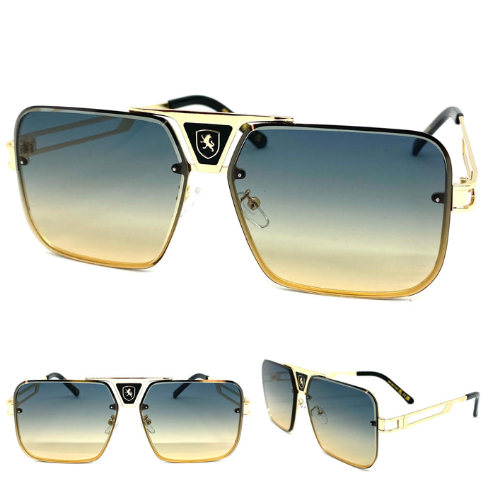 Classic Modern Retro Hip Hop Style SUNGLASSES Gold Frame Ombre Lens 21043