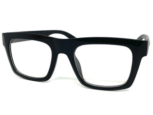 Classic Vintage Retro Style Clear Lens EYEGLASSES Black Optical Frame - RX Capable 81128