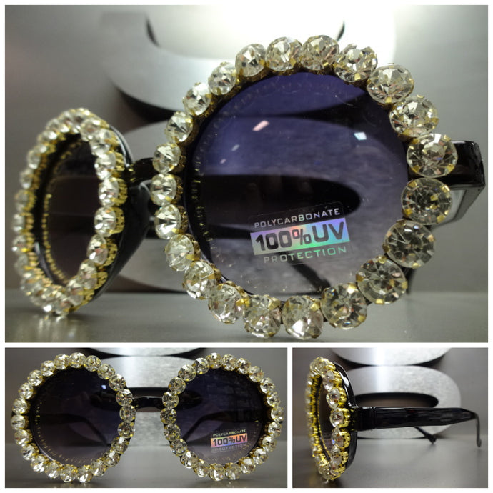 Round Crystal Rhinestone Sunglasses