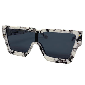 Oversized Luxury Modern Retro Shield Style SUNGLASSES Large Marble Frame 80165