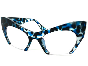 Women's Classic Modern RETRO Cat Eye Style Clear Lens EYE GLASSES Blue Leopard Frame 1586