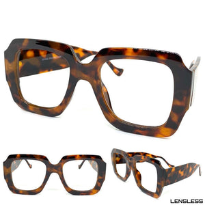 Women's Oversized Classic Vintage RETRO Style Big Thick Square Leopard Lensless Eye Glasses Frame Only NO Lens 80249